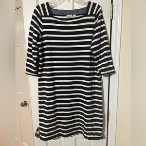 L.L. Bean Navy and Cream Striped dress